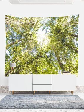 Large Wall Tapestry, Green Trees Looking Up, 51x60 inches
